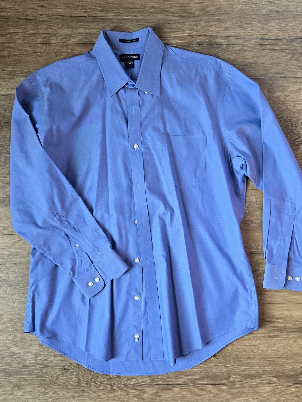 LOT OF 3 Lands' End No Iron Supima Pinpoint Blue Dress Shirts 17-33